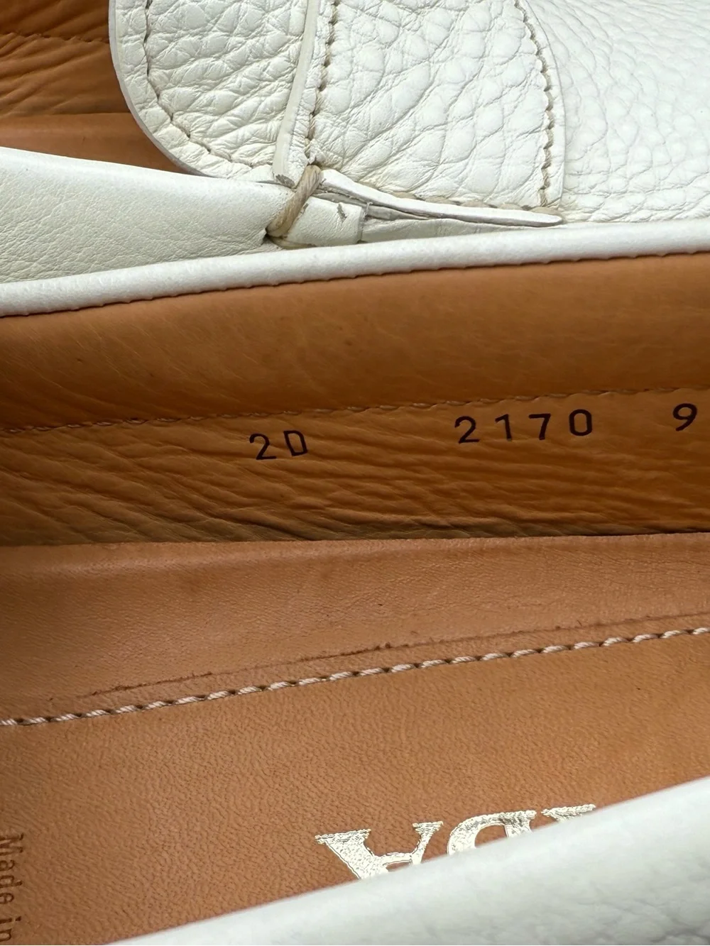 Prada Off White Grained Leather Driving Loafers Shoes 10